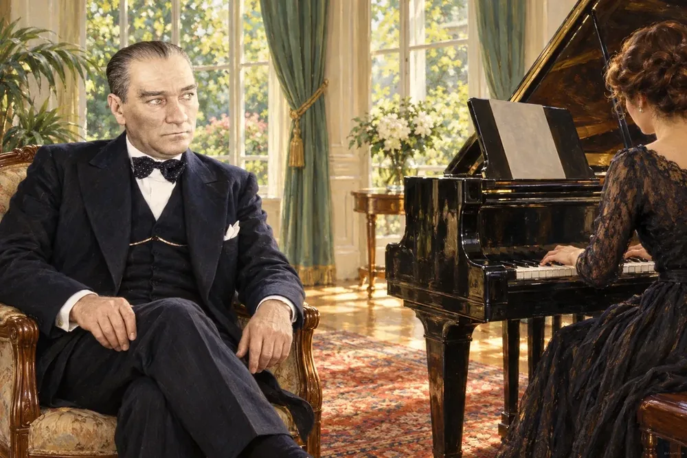 Atatürk Piyano Dinletisinde Kanvas Tablo