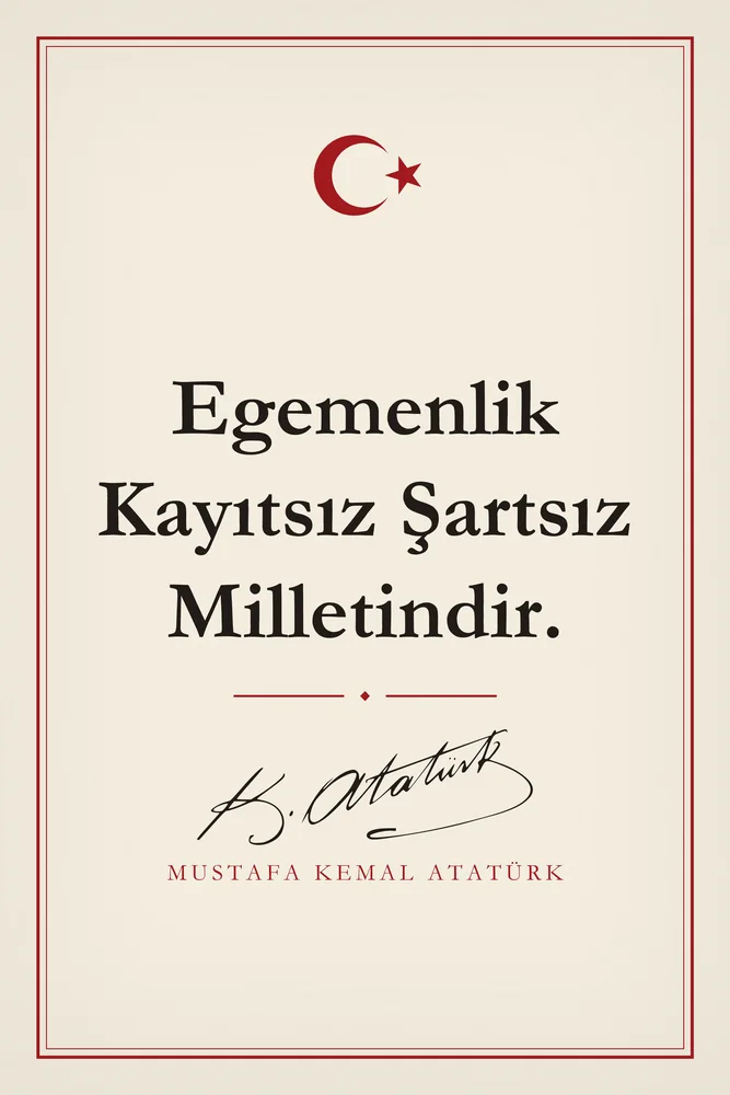Egemenlik Kayıtsız Şartsız Milletindir Atatürk Sözü Kanvas Tablo