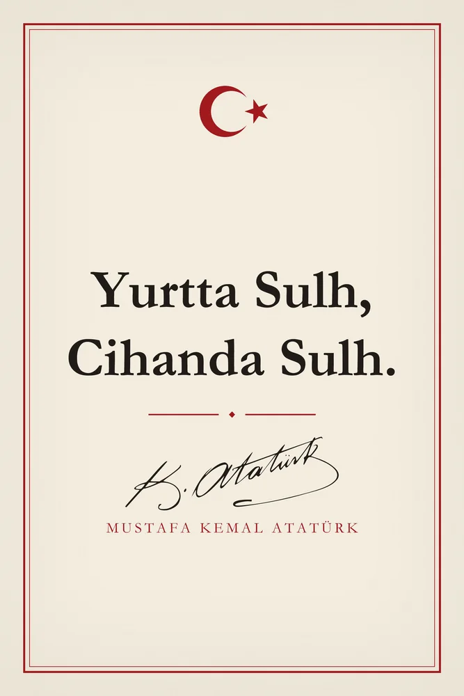 Yurtta Sulh Cihanda Sulh Atatürk Sözü Kanvas Tablo