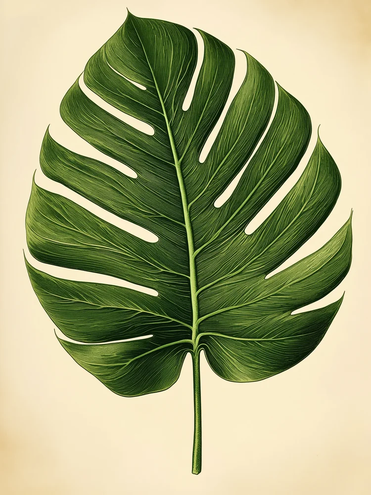 Vintage Botanik Monstera Yaprağı Kanvas Tablo