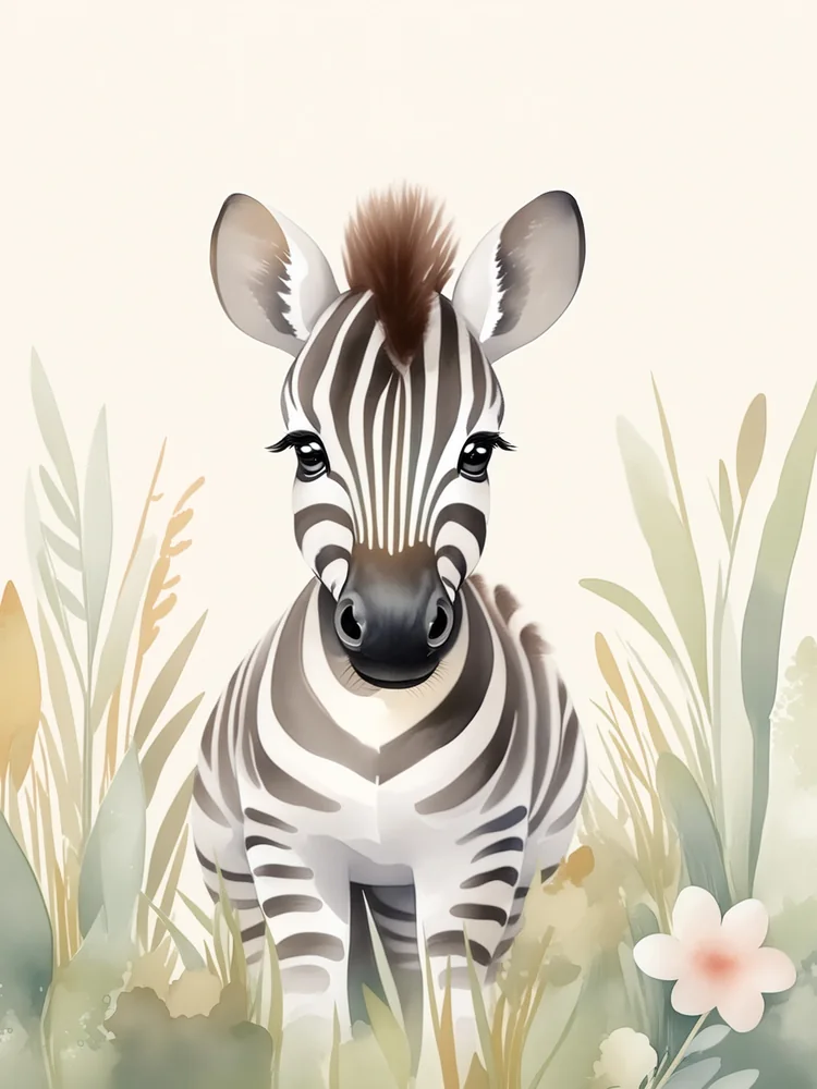 Yavru Zebra Çocuk Odası Kanvas Tablo