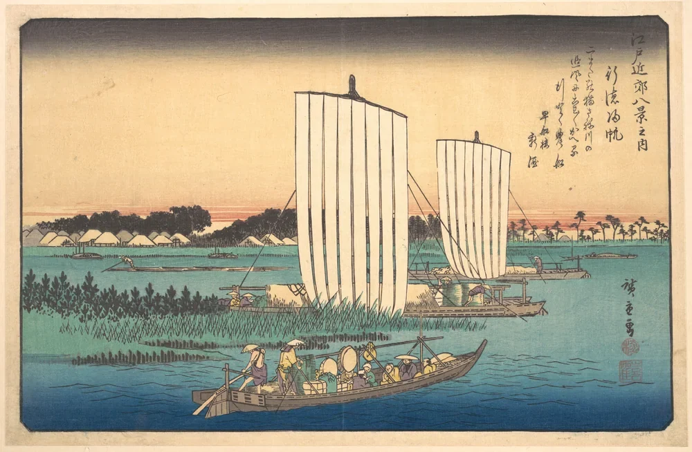 Hiroshige Gyotoku'ya Dönen Tekneler Kanvas Tablo