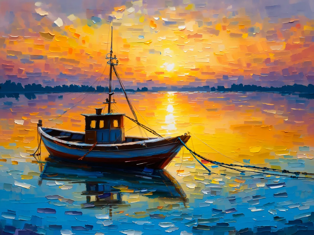 Modern Balıkçı Teknesi IV Kanvas Tablo