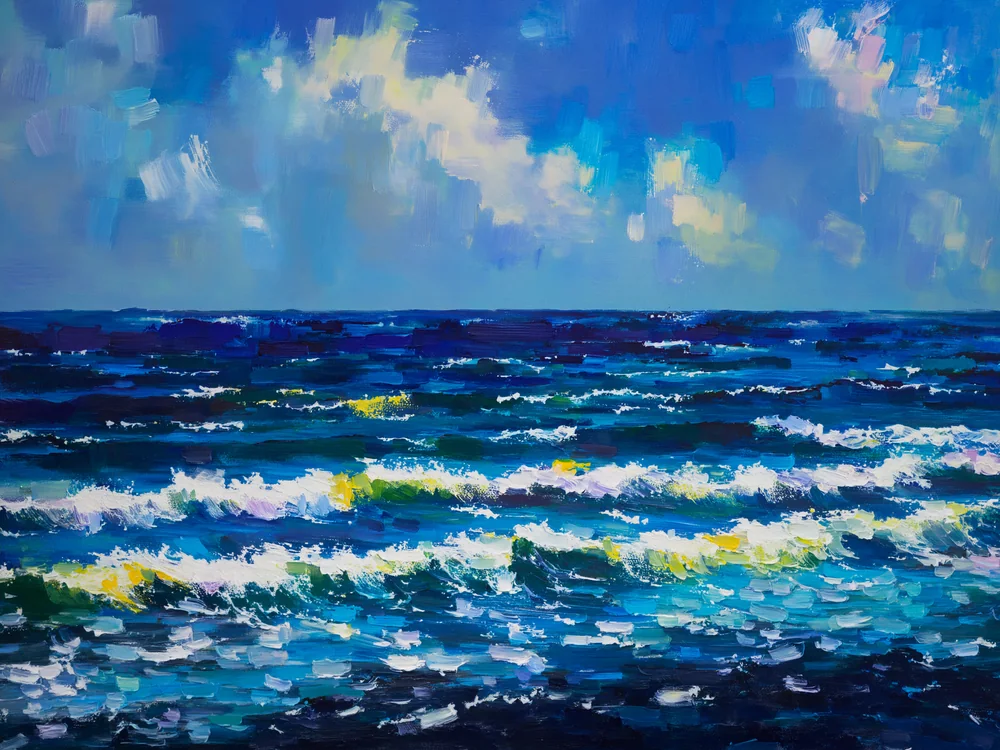 Modern Fırtınalı Deniz IV Kanvas Tablo