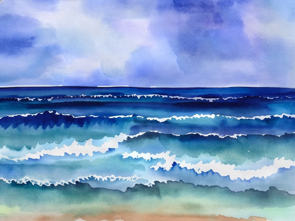 Suluboya Fırtınalı Deniz Kanvas Tablo