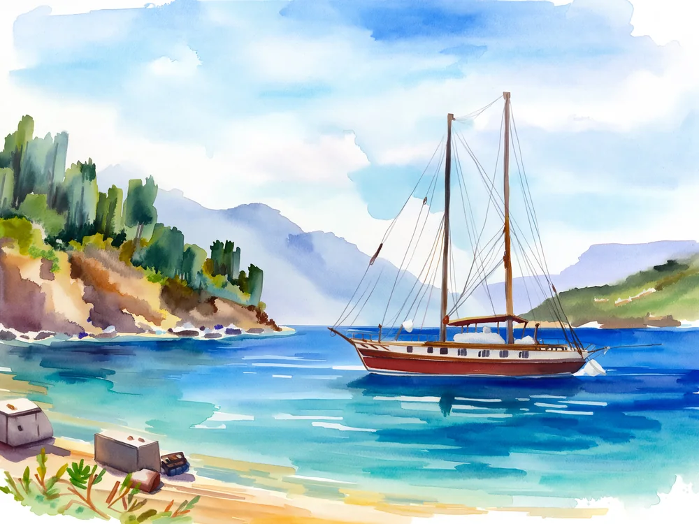 Suluboya Mavi Yolculuk Guleti IV Kanvas Tablo