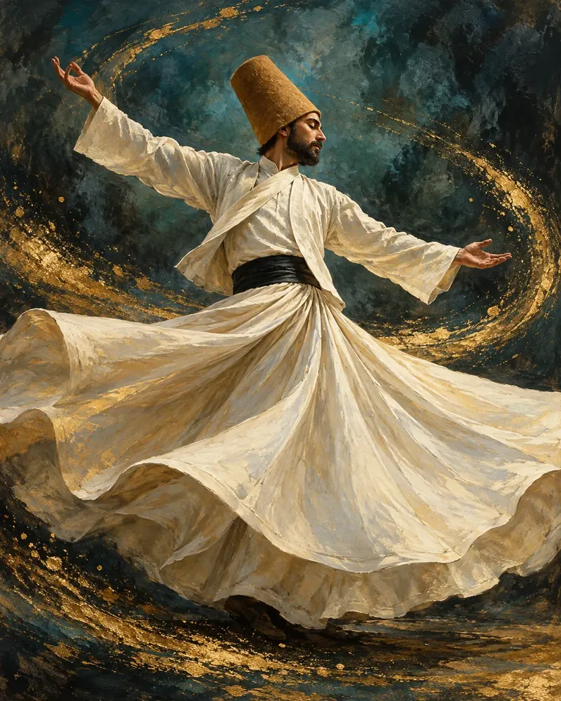 Altın Semazen Kanvas Tablo