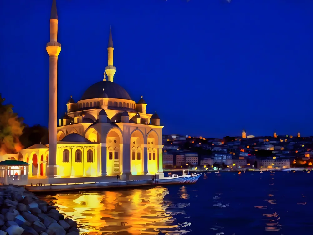 Gece Boğaz’da Ortaköy Camii Kanvas Tablo