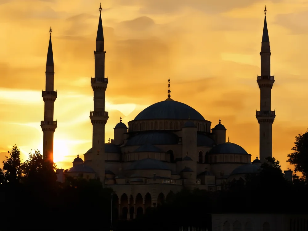 Gün Batımında Cami Kanvas Tablo