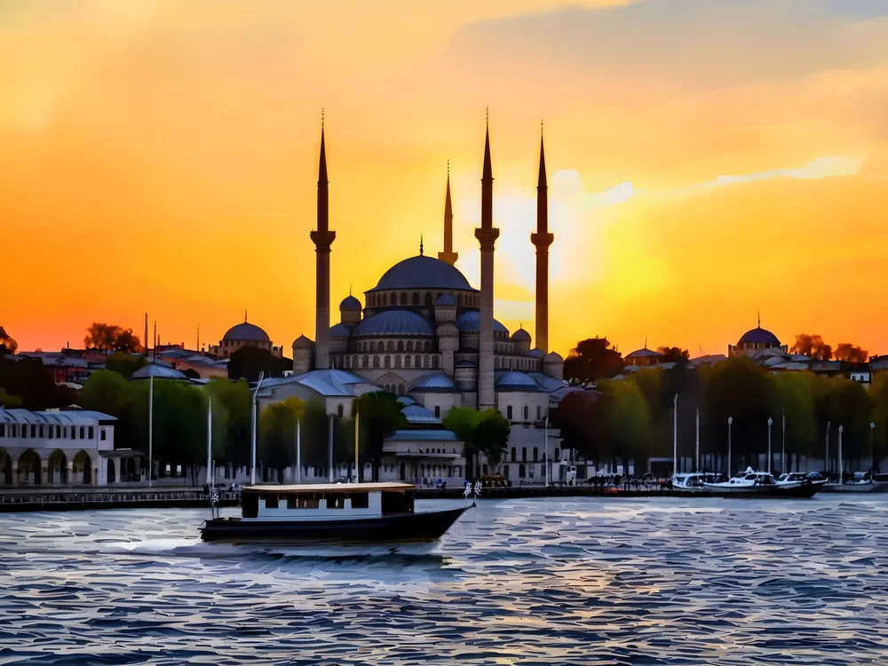 Gün Batımında Haliç ve Süleymaniye Camii Kanvas Tablo