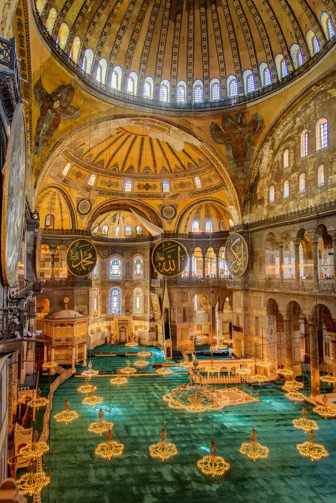 Osmanlı Ayasofya-i Kebir Camii İç Mekânı Kanvas Tablo