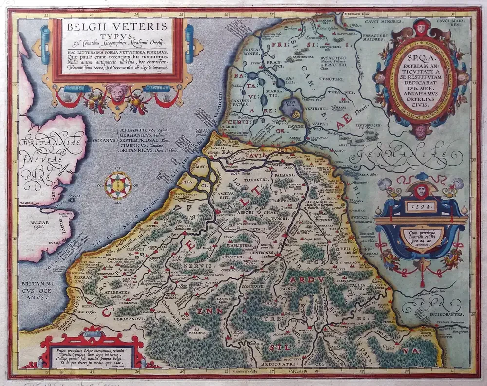 Abraham Ortelius Antik Belçika Haritası Kanvas Tablo
