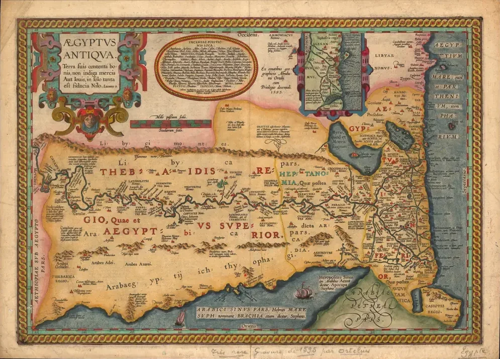Abraham Ortelius Antik Mısır Haritası Kanvas Tablo