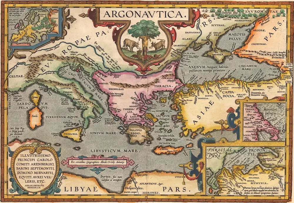 Abraham Ortelius Argonotların Yolculuğu Haritası Kanvas Tablo
