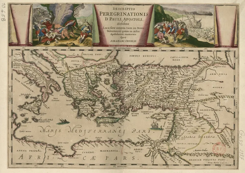 Abraham Ortelius Aziz Pavlus Yolculukları Haritası Kanvas Tablo