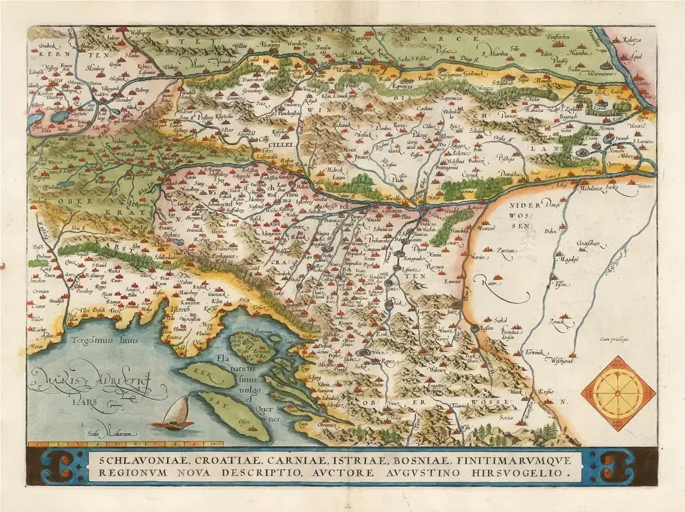 Abraham Ortelius Batı Balkanlar Haritası 1574 Kanvas Tablo