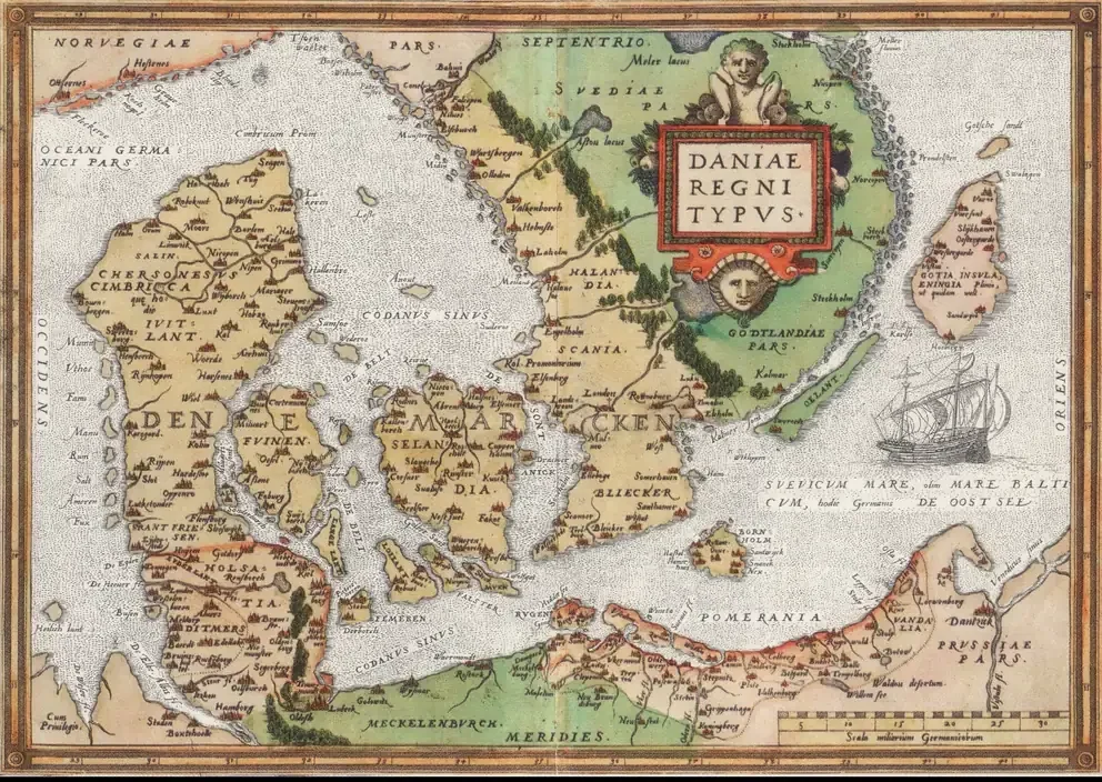 Abraham Ortelius Danimarka Haritası 1570 Kanvas Tablo