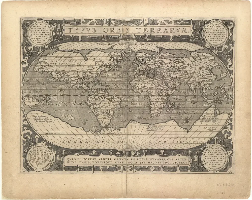 Abraham Ortelius Dünya Haritası (Typus Orbis Terrarum) Kanvas Tablo