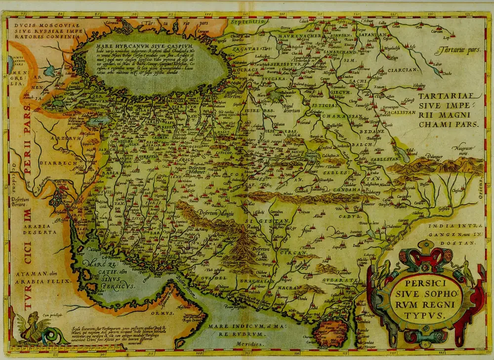 Abraham Ortelius İran (Safevi) Haritası 1570 Kanvas Tablo