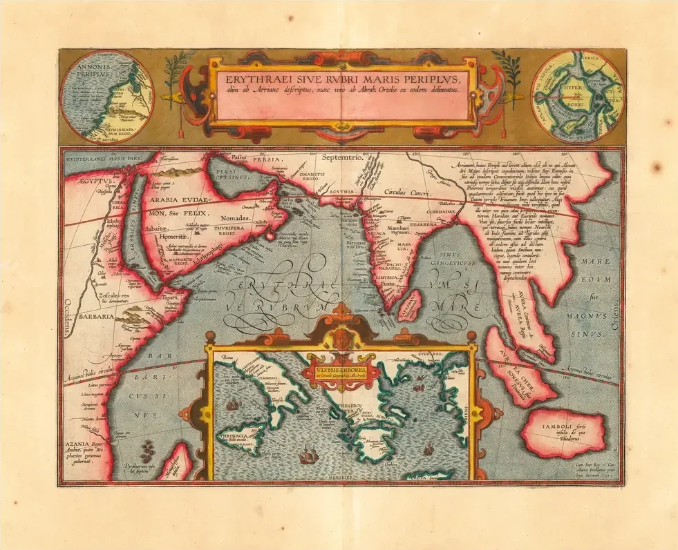 Abraham Ortelius Kızıldeniz ve Hint Okyanusu Haritası Kanvas Tablo