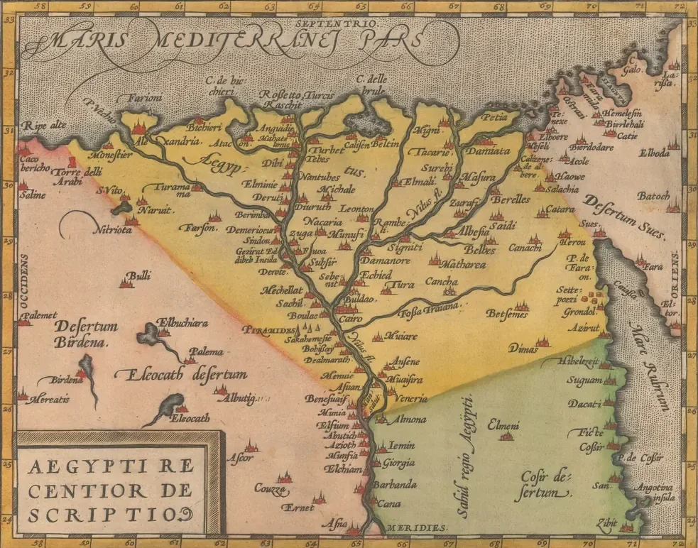 Abraham Ortelius Mısır Haritası Kanvas Tablo