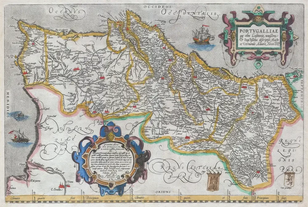 Abraham Ortelius Portekiz Haritası Kanvas Tablo