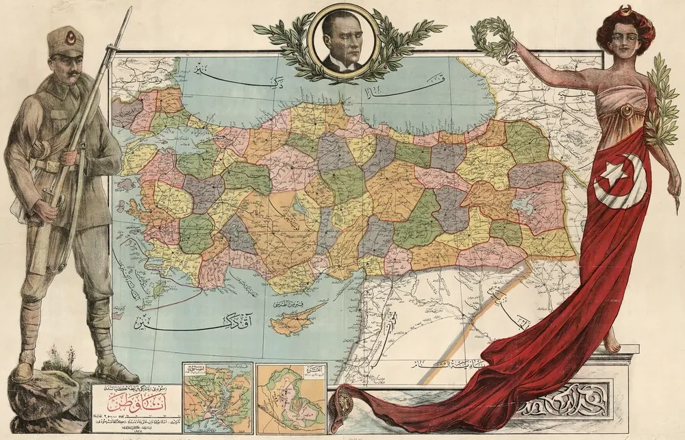 Alaaddin Matbaası Anavatan Haritası 1927 Kanvas Tablo