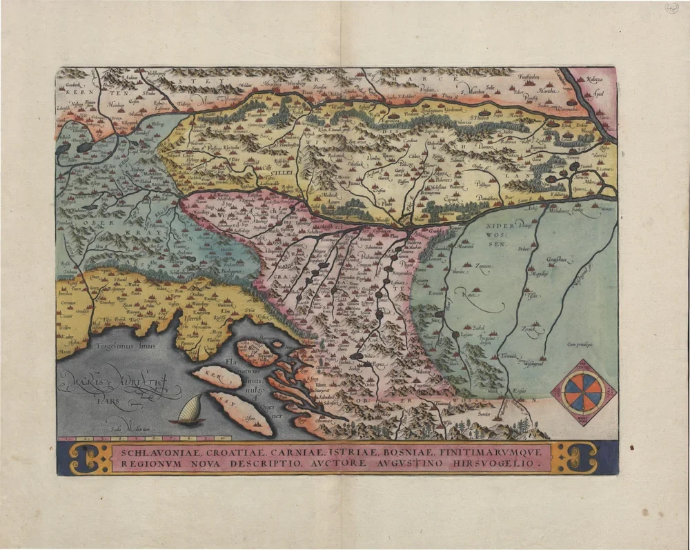 Augustin Hirschvogel Slavonya, Hırvatistan ve Bosna Haritası 1570 Kanvas Tablo
