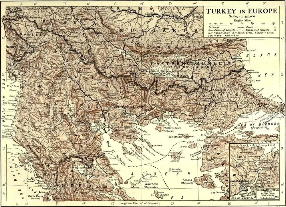 Britannica 1911 Türkiye Haritası 1911 Kanvas Tablo
