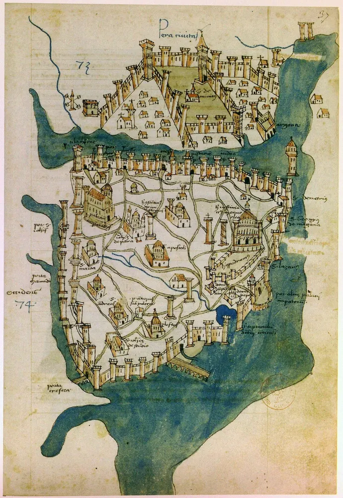 Buondelmonti Konstantinopolis Haritası Kanvas Tablo