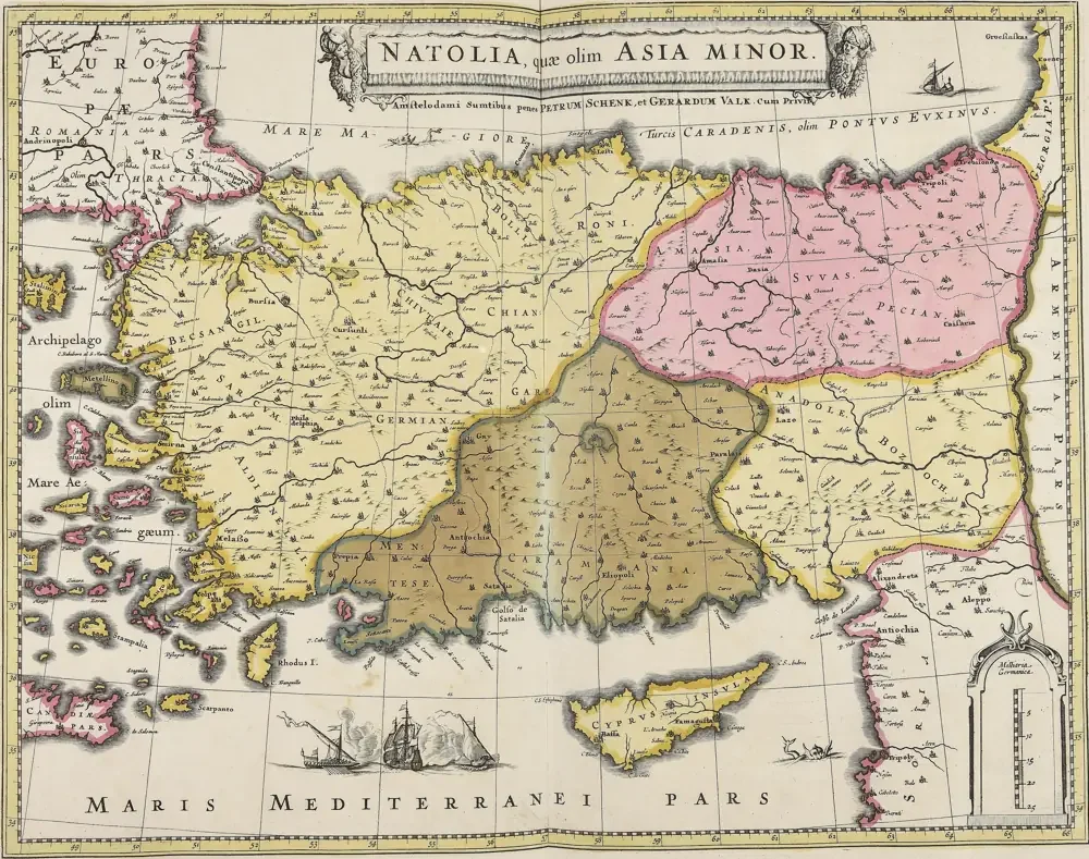 Frederik de Wit Natolia Anadolu Haritası Kanvas Tablo