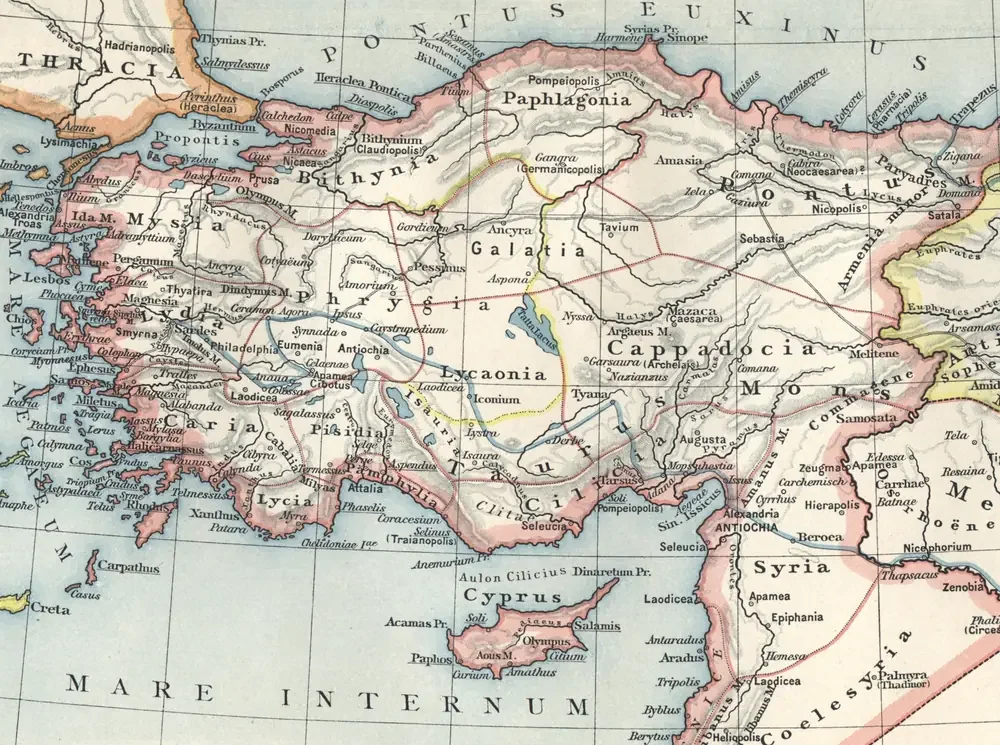Friedrich Wilhelm Putzger Küçük Asya Haritası 1901 Kanvas Tablo