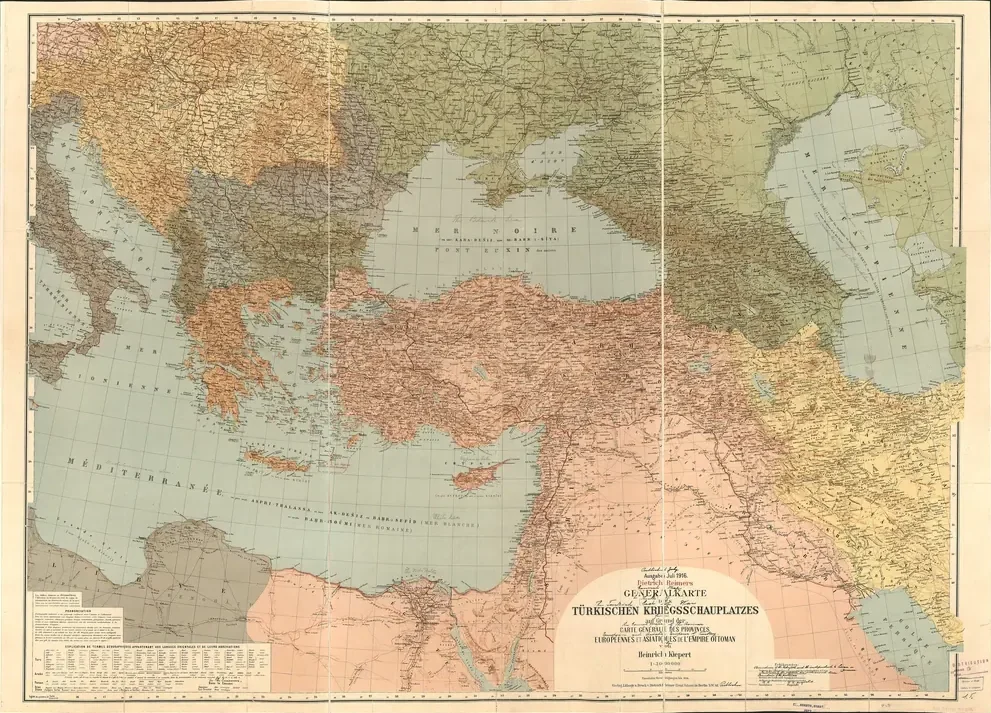 Heinrich Kiepert Osmanlı Anadolusu Genel Haritası 1916 Kanvas Tablo