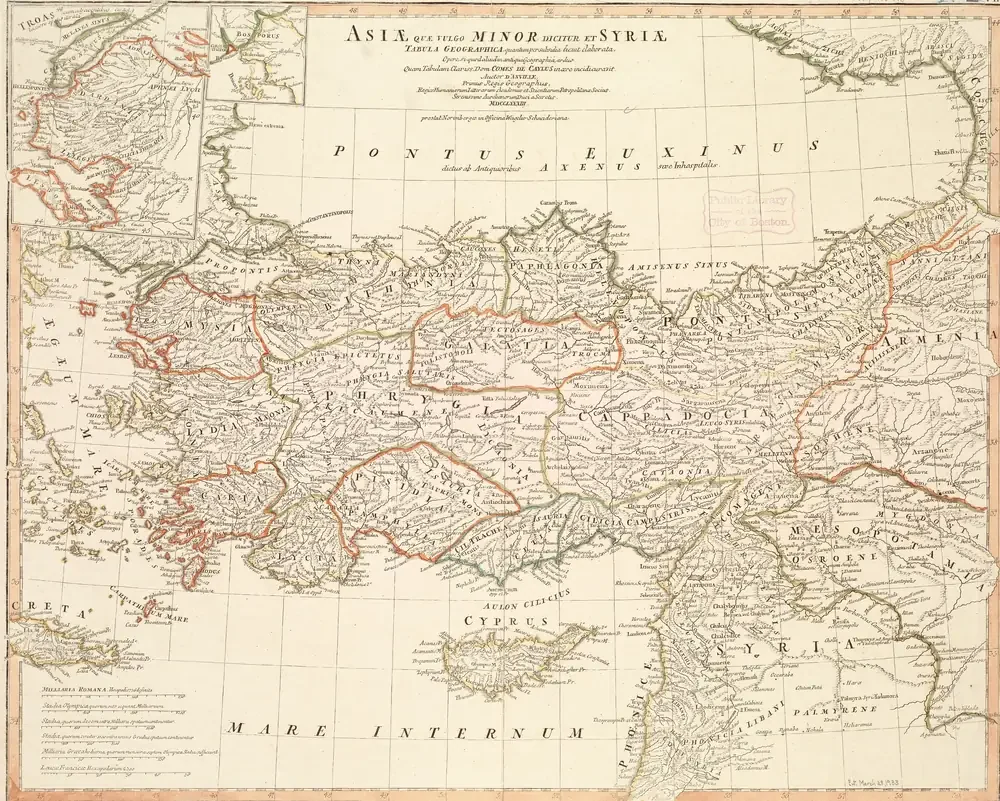 Jean-Baptiste d'Anville Anadolu ve Suriye Haritası Kanvas Tablo
