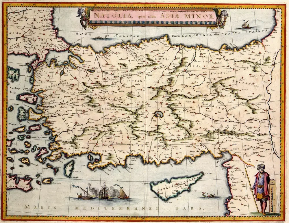 Joan Blaeu Natolia Anadolu Haritası 1635 Kanvas Tablo