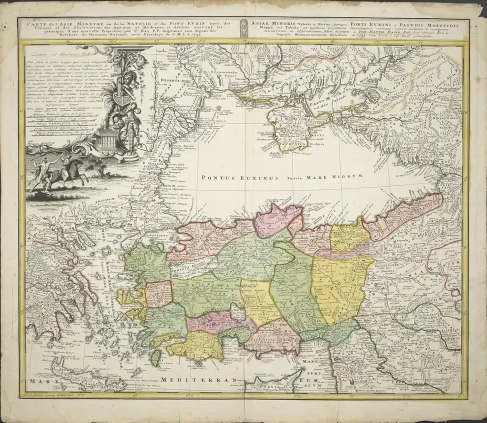 Johann Matthias Haas Anadolu ve Karadeniz Haritası 1743 Birinci Pafta Kanvas Tablo