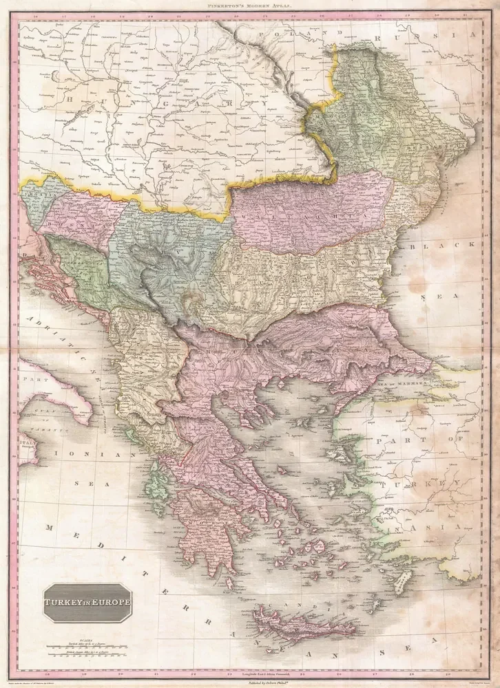 John Pinkerton Rumeli ve Balkanlar Haritası 1818 Kanvas Tablo