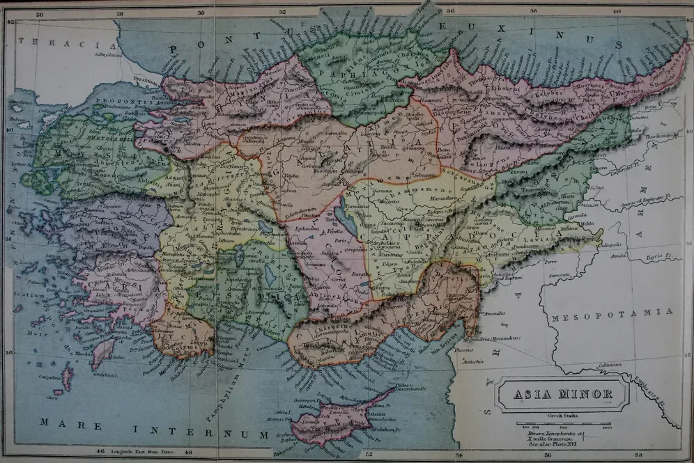 Klasik Coğrafya Atlası Antik Anadolu Haritası 1909 Kanvas Tablo