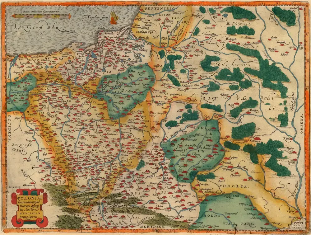 Wacław Grodziecki Polonya Haritası 1592 Kanvas Tablo