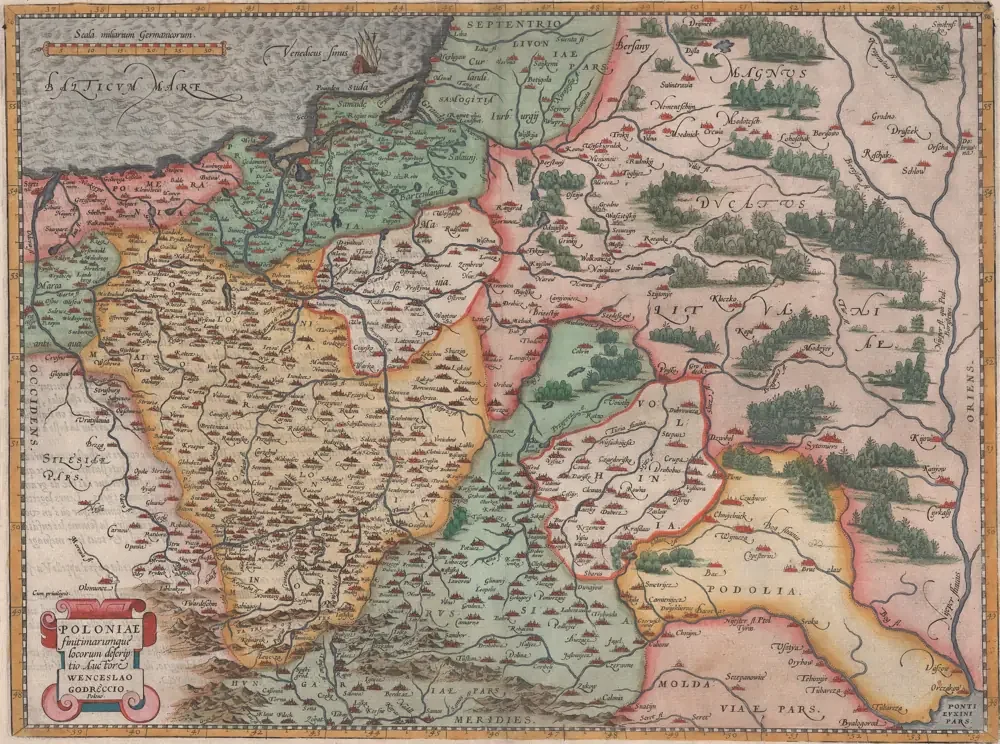 Wacław Grodziecki Polonya ve Litvanya Haritası 1570 Kanvas Tablo