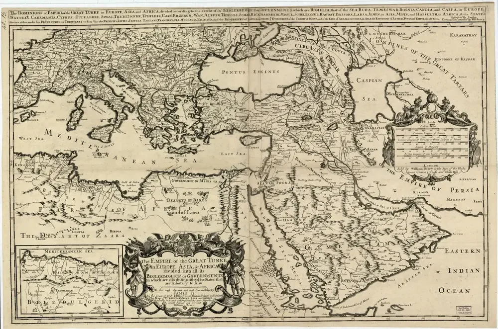 William Berry Büyük Türk İmparatorluğu Haritası 1680 Kanvas Tablo