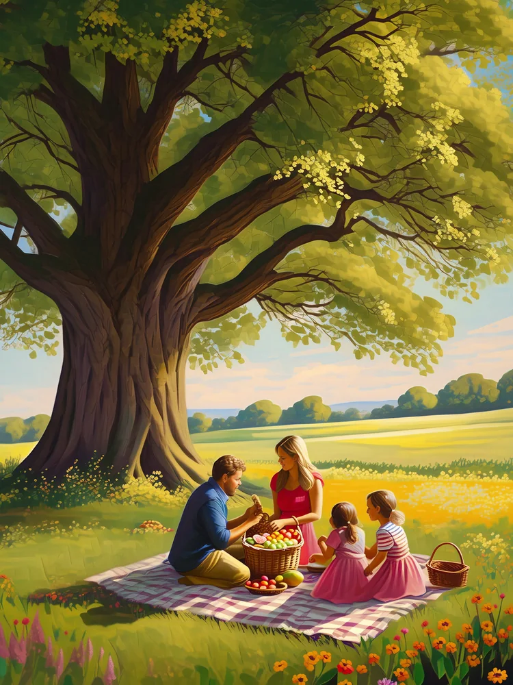 Aile Pikniği Kanvas Tablo