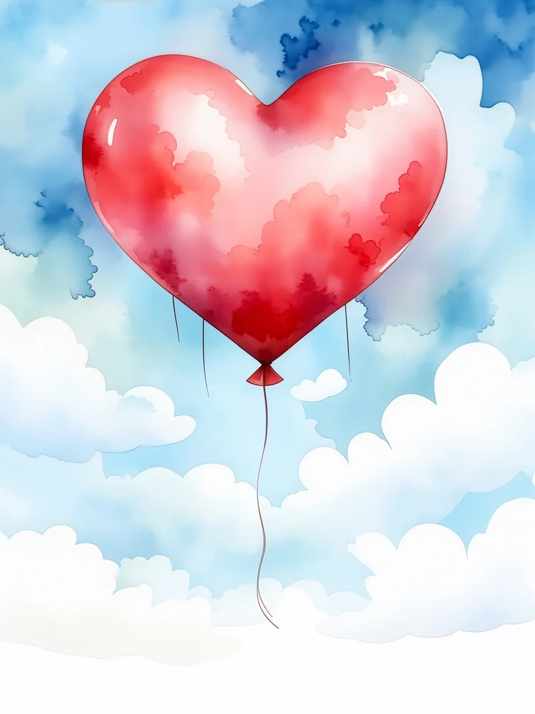 Suluboya Kalpli Balon Kanvas Tablo