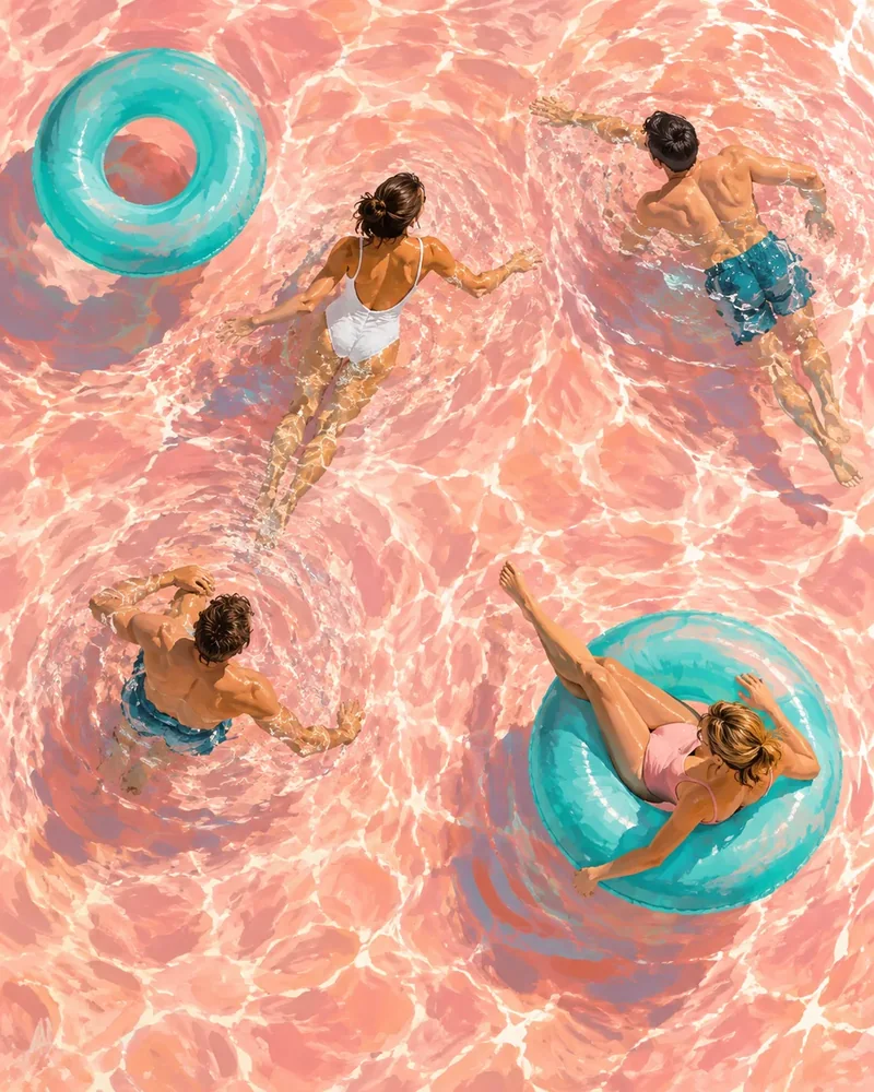Pembe Havuz Kanvas Tablo