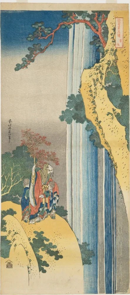 Hokusai Şair Ri Haku ve Şelale Kanvas Tablo