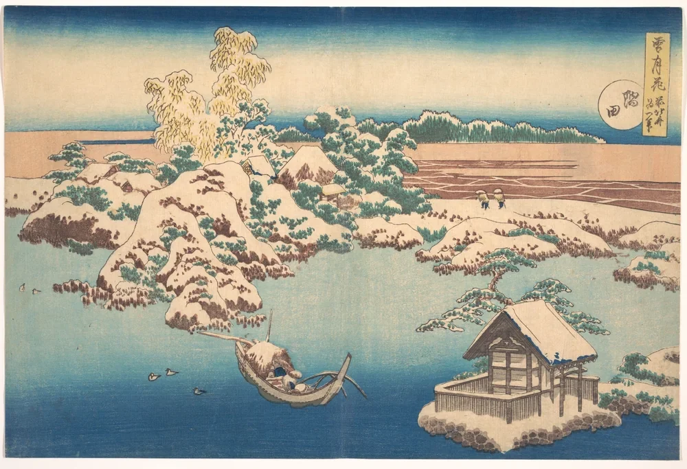 Hokusai Sumida Nehrinde Kar Kanvas Tablo
