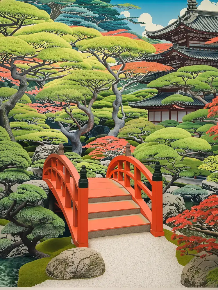 Japon Bahçesi Kanvas Tablo