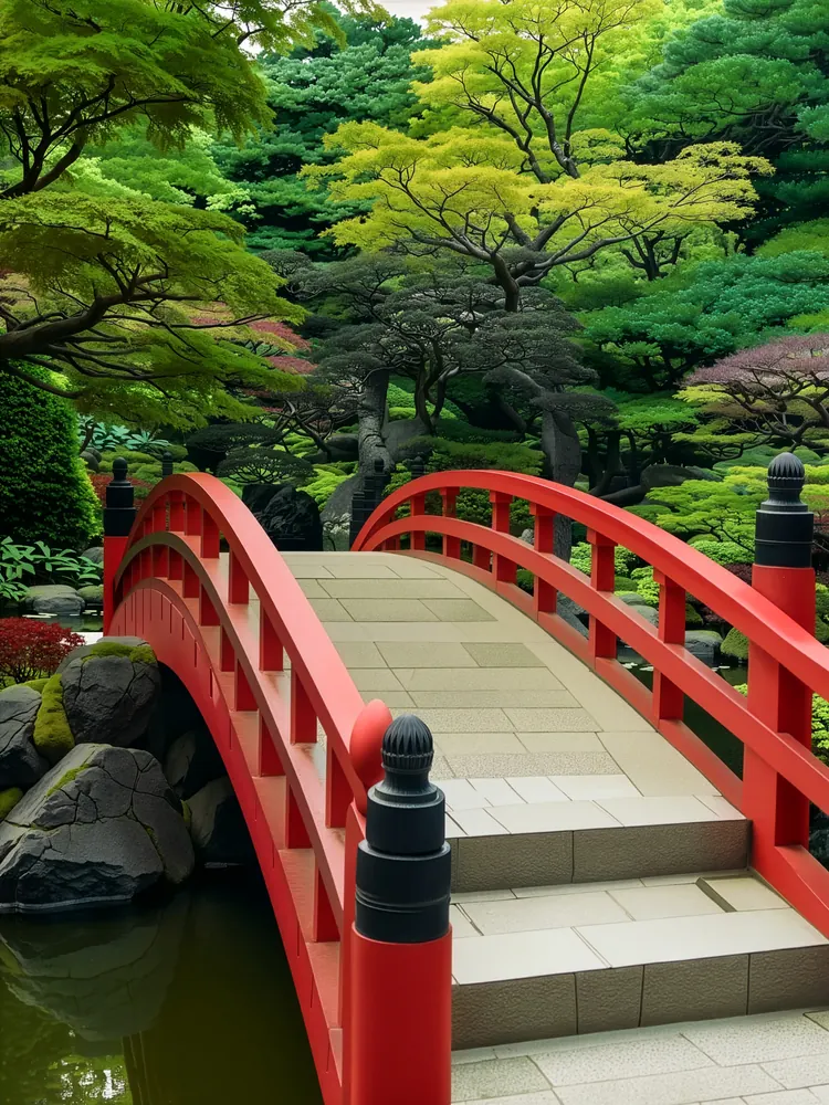 Japon Baskı Japon Köprüsü Kanvas Tablo