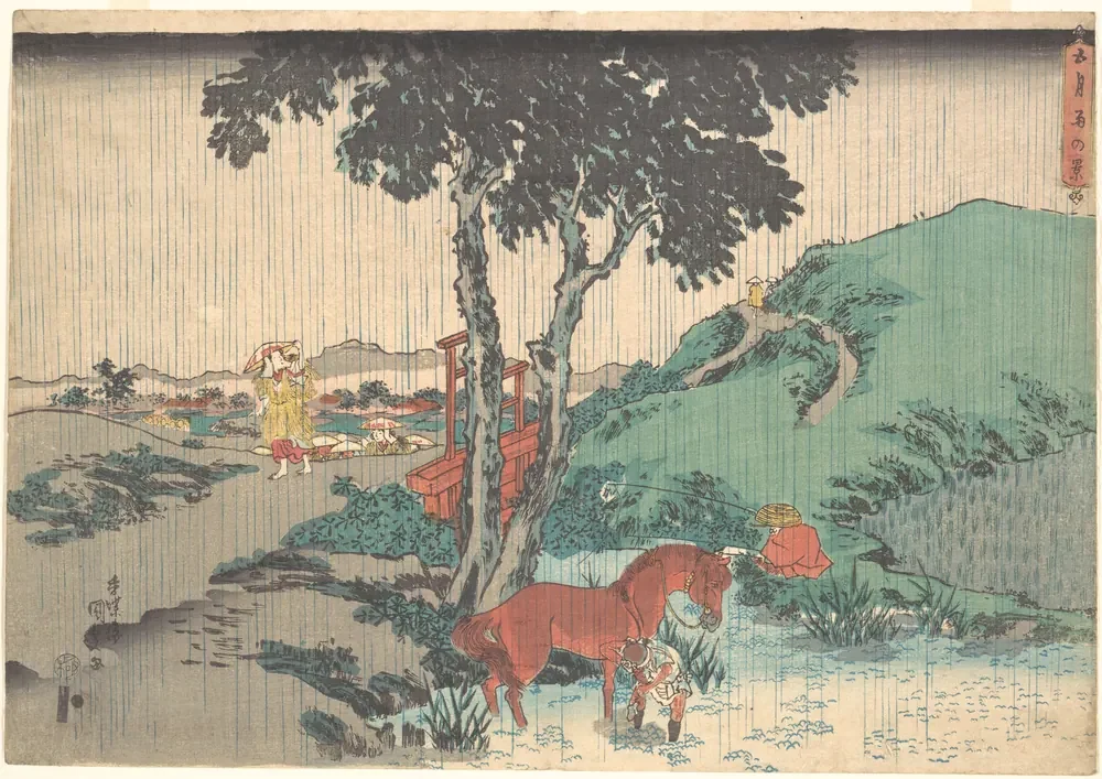 Kunisada Beşinci Ayın Yağmuru Kanvas Tablo