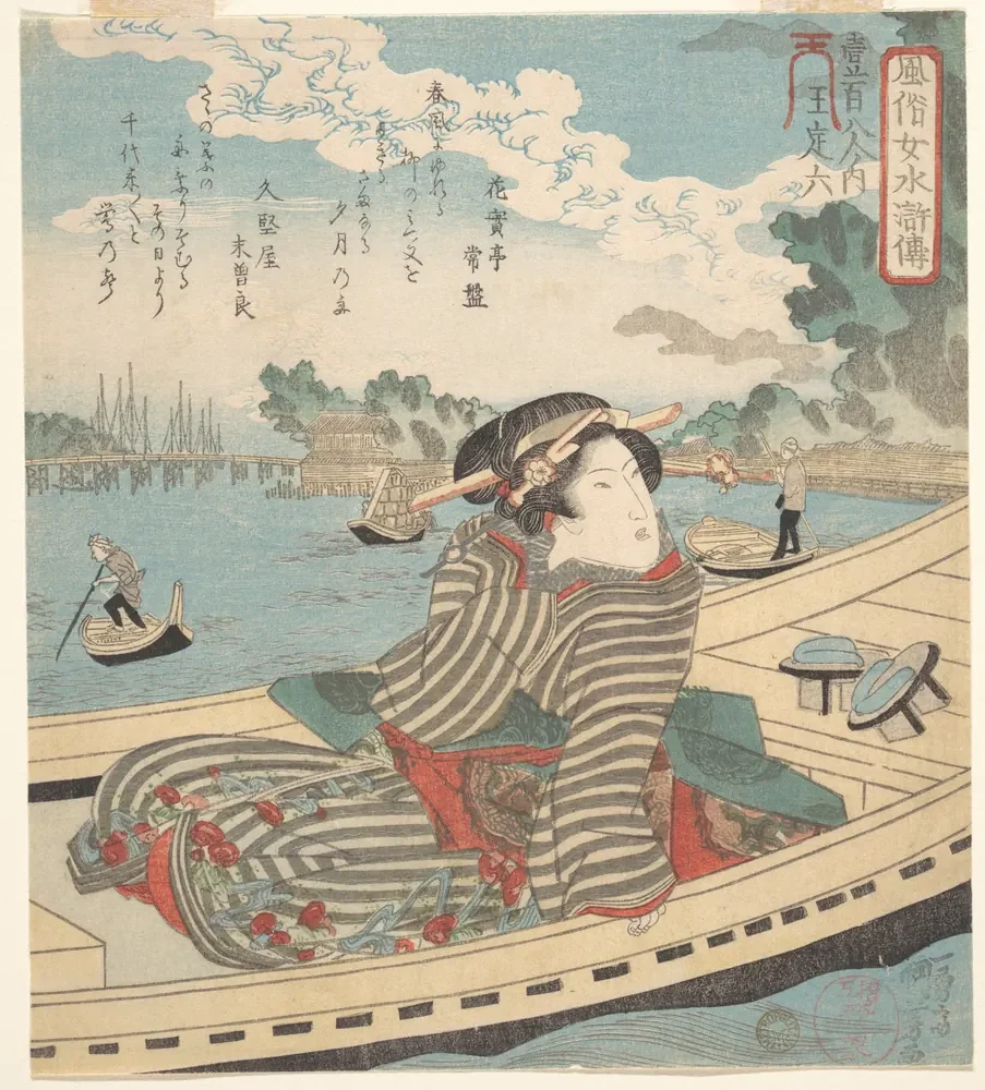 Kuniyoshi Su Kenarında Kanvas Tablo